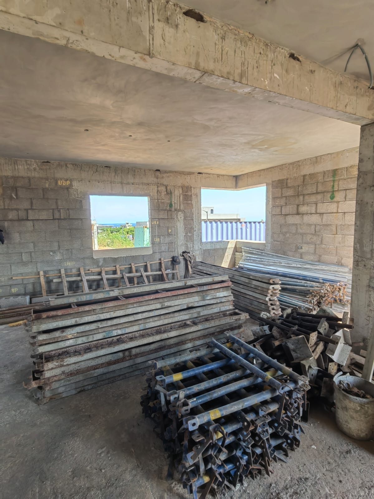 Scaffolding and formwork on site