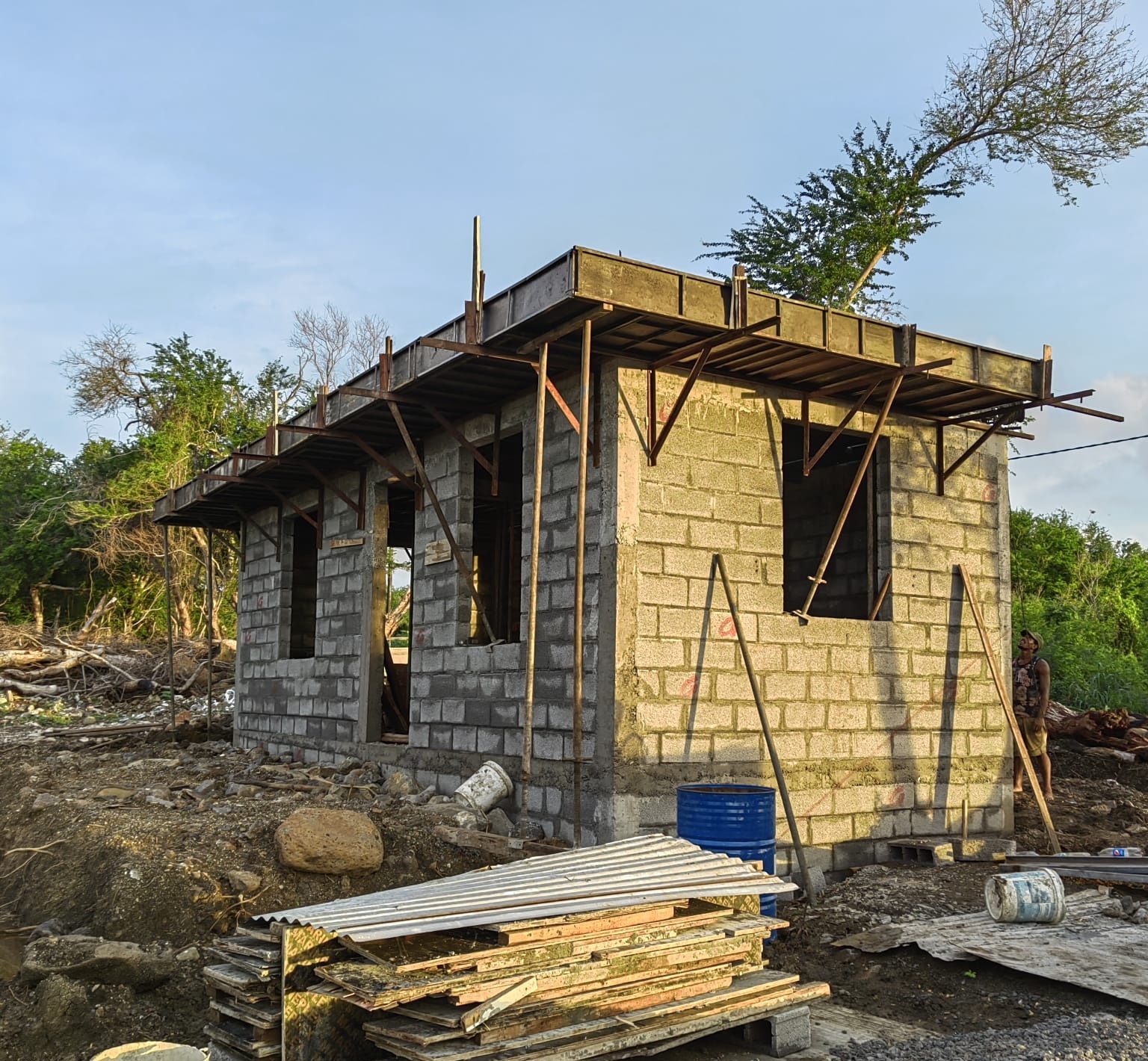 Scaffolding and formwork on site