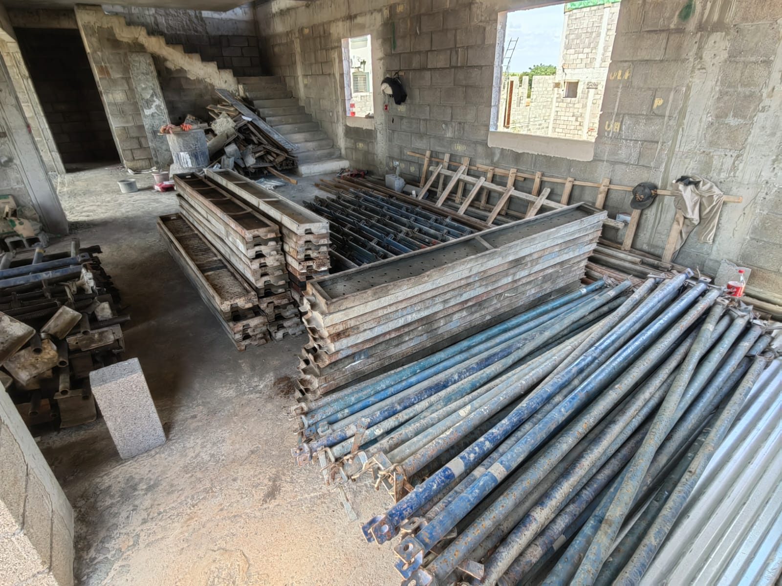 Scaffolding and formwork on site