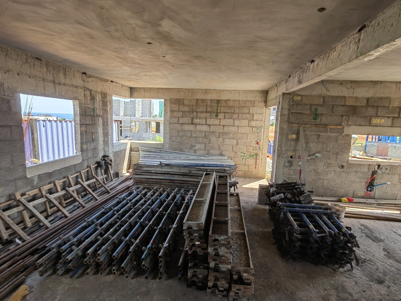 Scaffolding and formwork on site