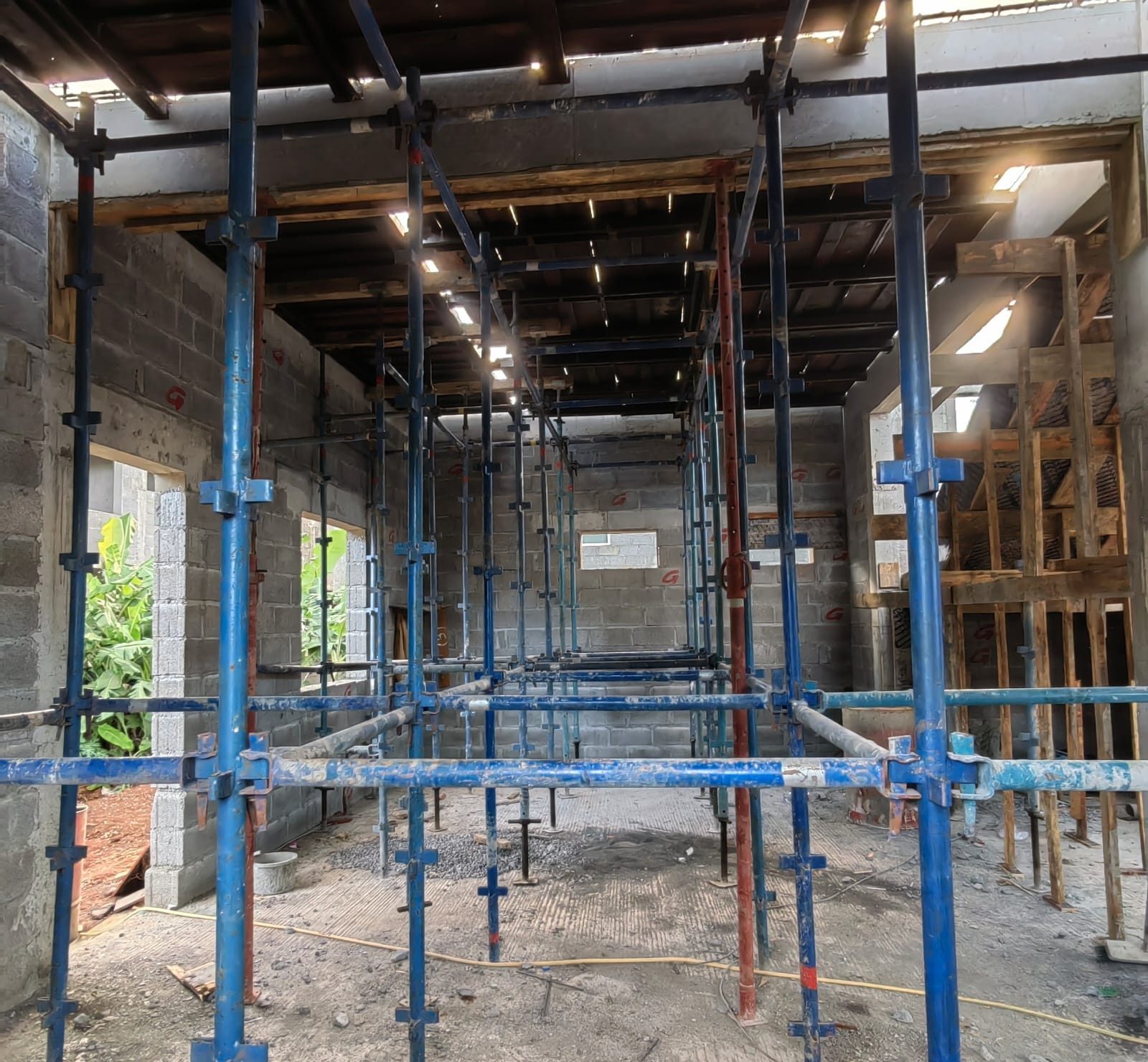 Scaffolding and formwork on site