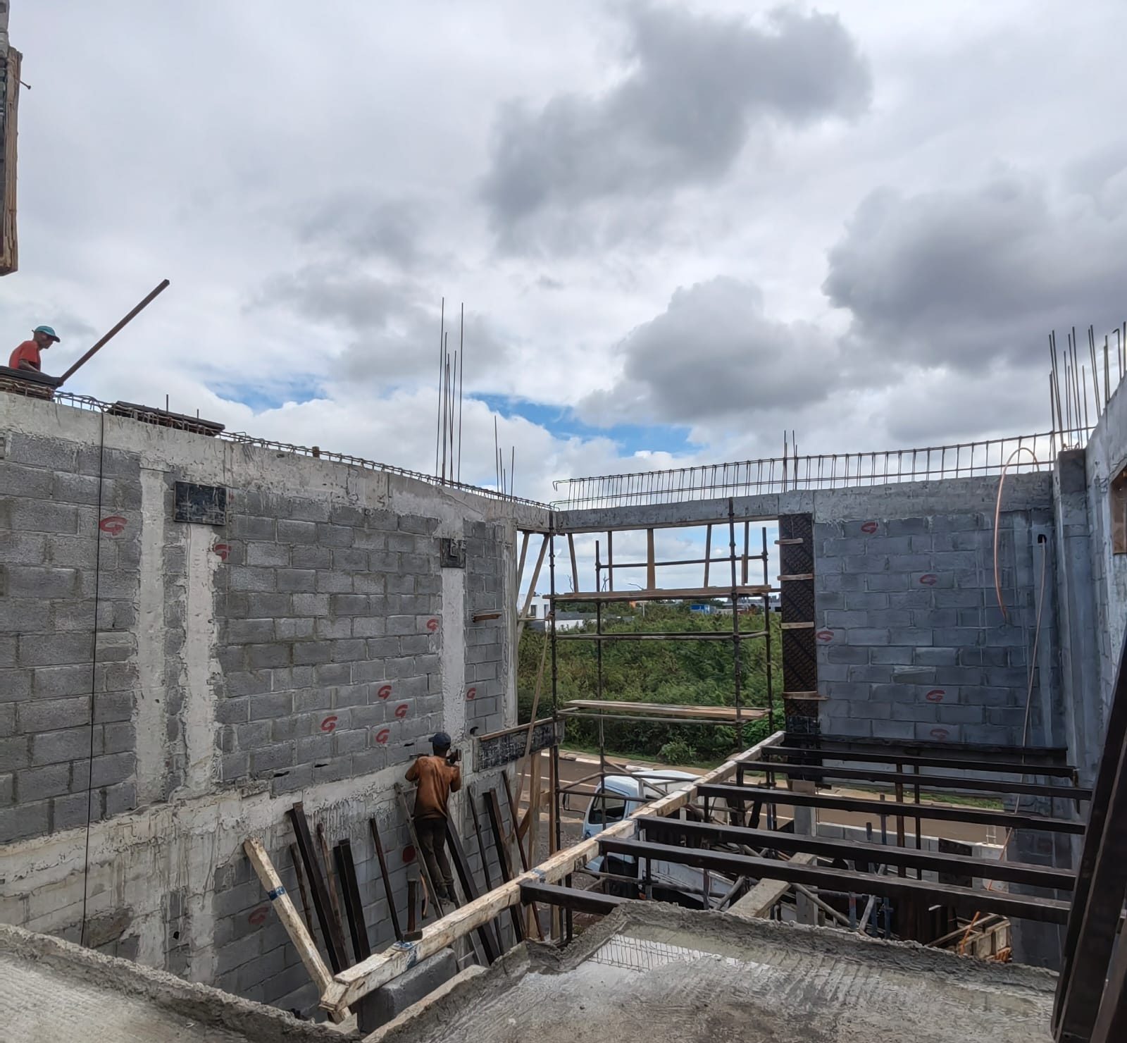 Scaffolding and formwork on site