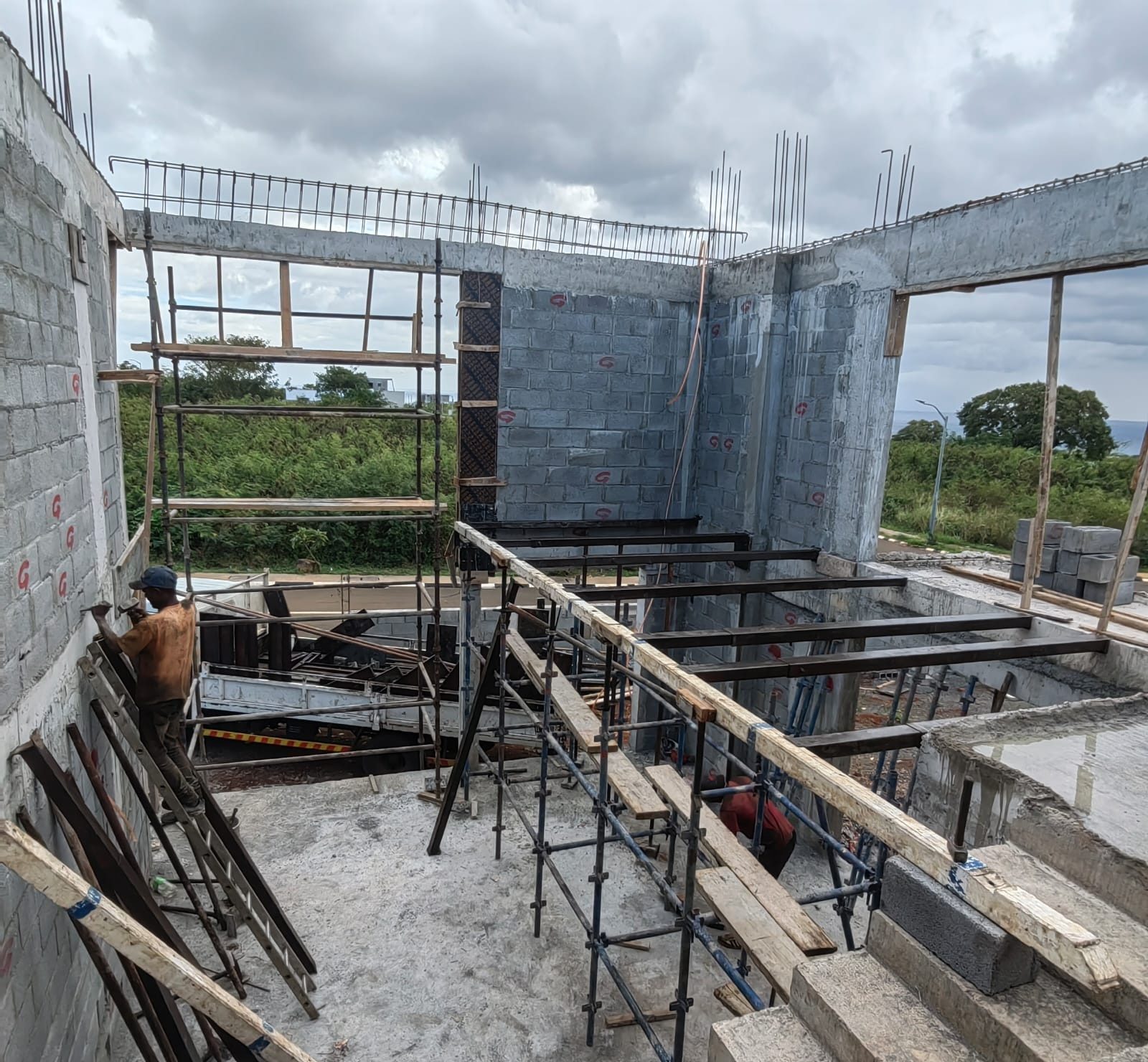 Scaffolding and formwork on site