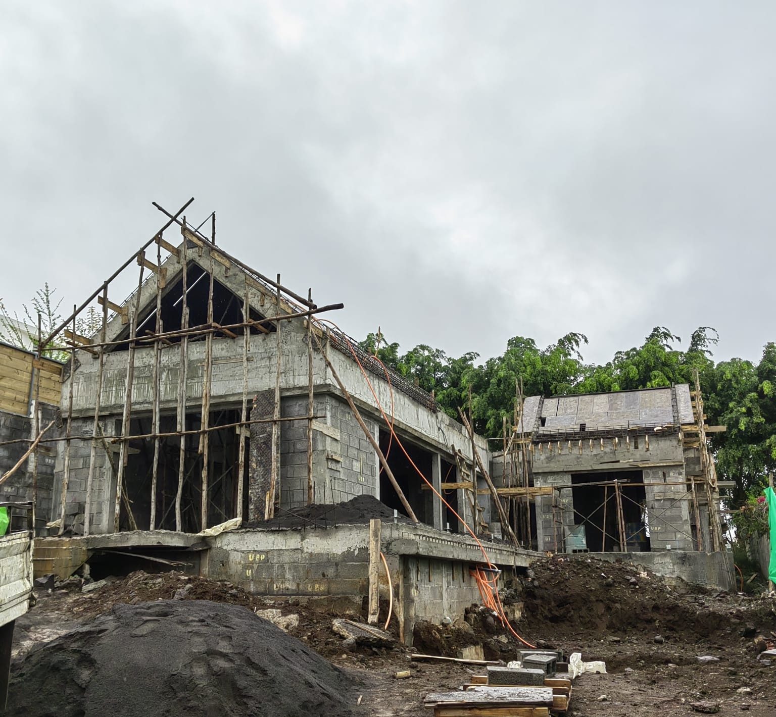 Scaffolding and formwork on site