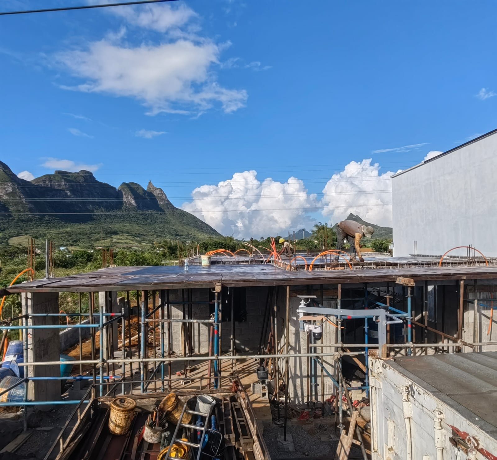 Scaffolding and formwork on site